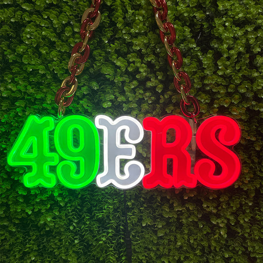 Show your team spirit-Sport neon necklace 49ers Green&White& Red sport chain for fans cheering