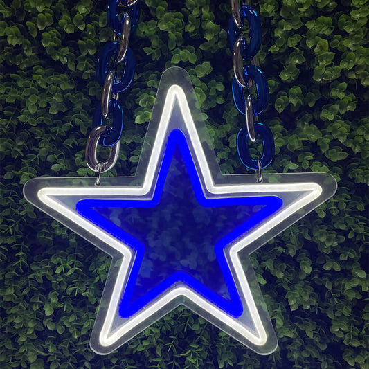Show your team spirit- New type Blue&silver chain Sport neon necklace Cowboy sport chain for fans cheering